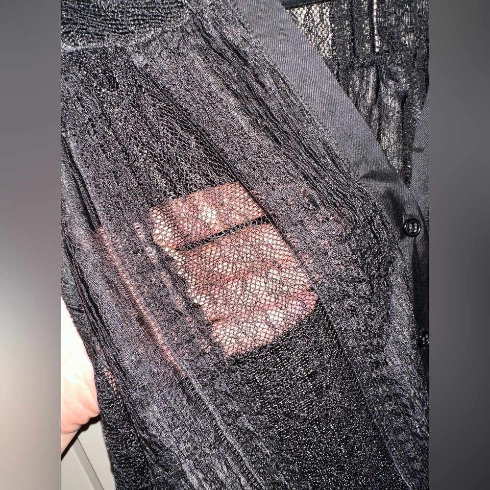 SANDRO Lace Black Sheer Sleeveless Top Size 2 - Picture 4 of 7